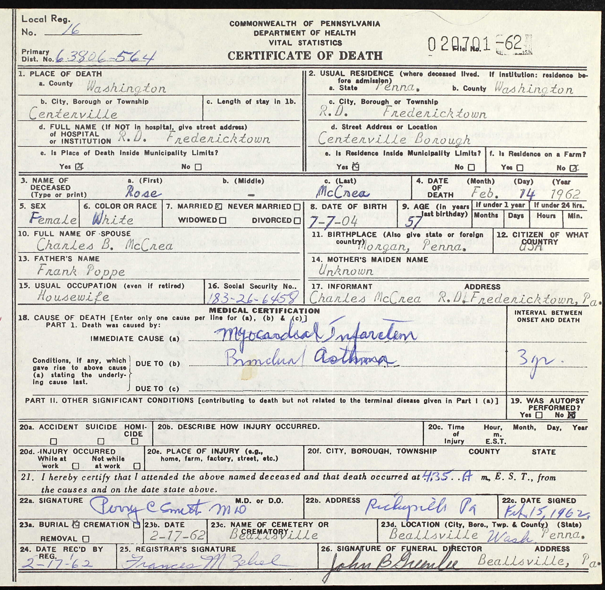 death certificate